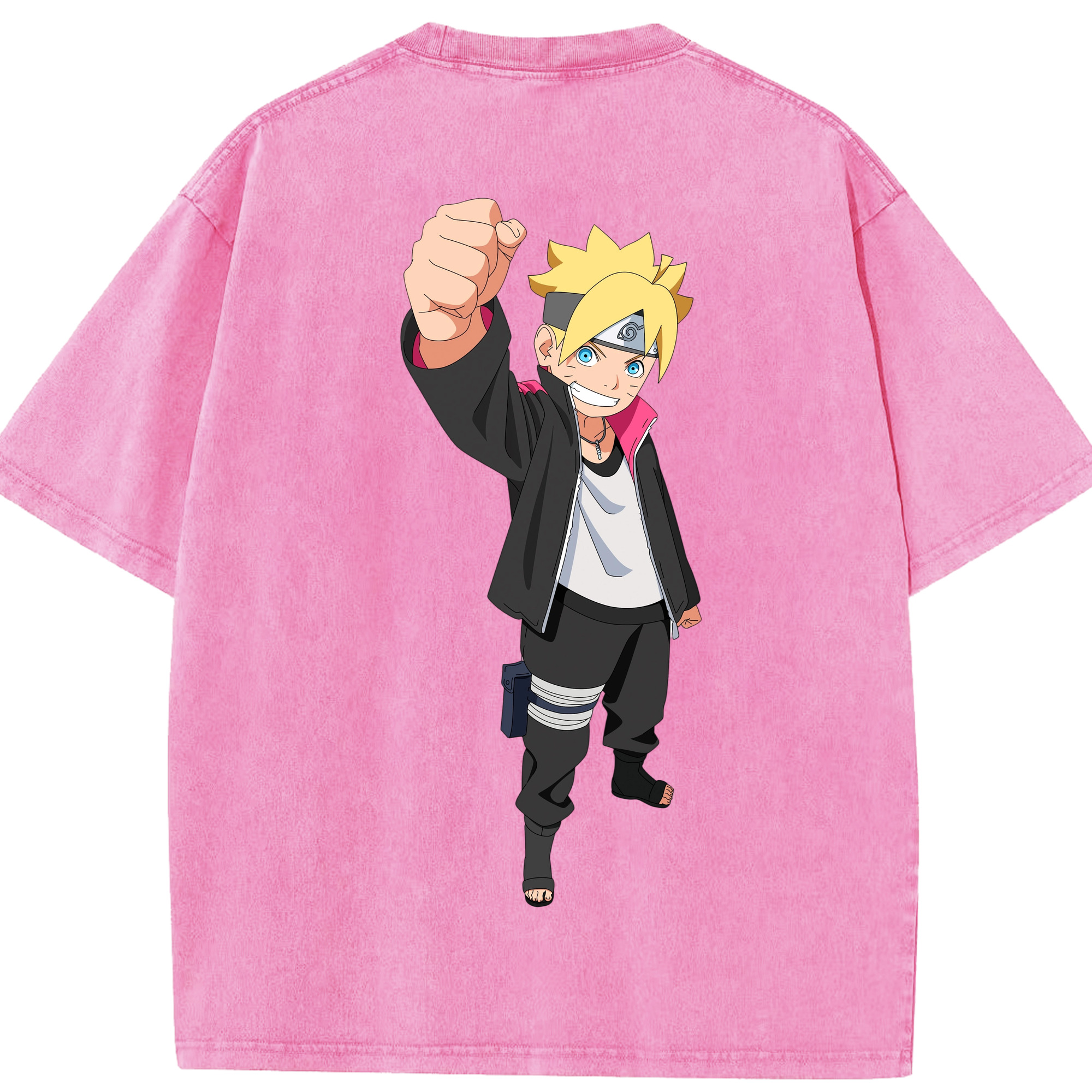 （画像用） NARUTO -ナルト- うずまき ボルト Uzumaki Boruto 綿100% ヴィンテージ風 半袖Tシャツ（背面プリント）